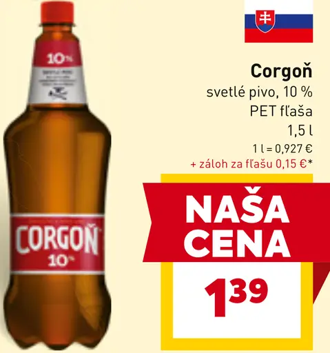 Corgoň svetlé pivo 10 % PET fľaša