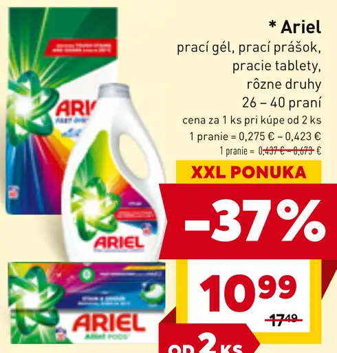 Ariel prací gél rôzne druhy