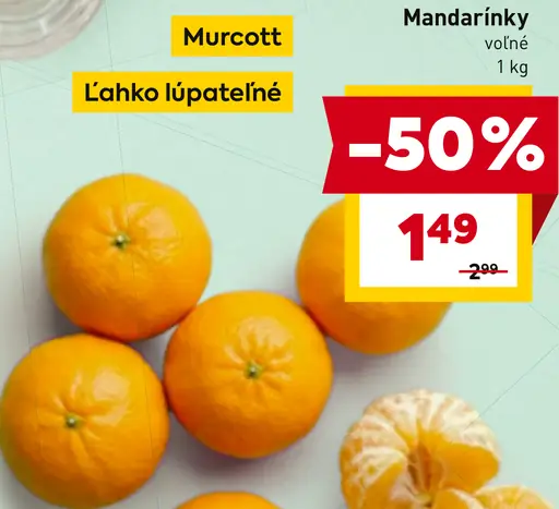 Murcott mandarínky voľné ľahko lúpatelné