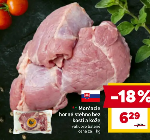 Morčacie horné stehno bez kosti a kože vákuovo balené