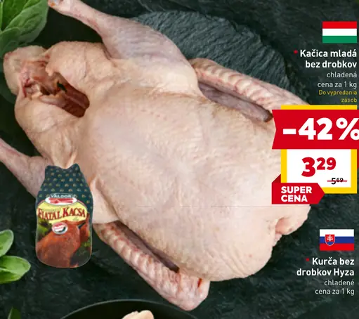 Kačica mladá bez drobkov chladená