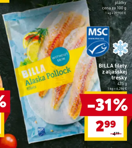 BILLA filety z aljašskej tresky mrazené