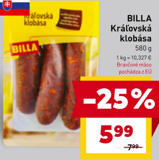 BILLA Kráľovská klobása