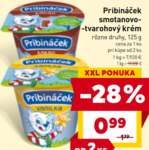 Pribináček smotanový krém