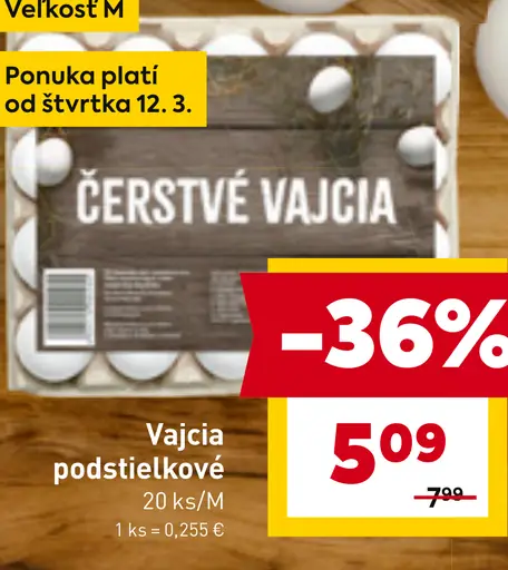 Vajcia podstielkové veľkosť 20/M