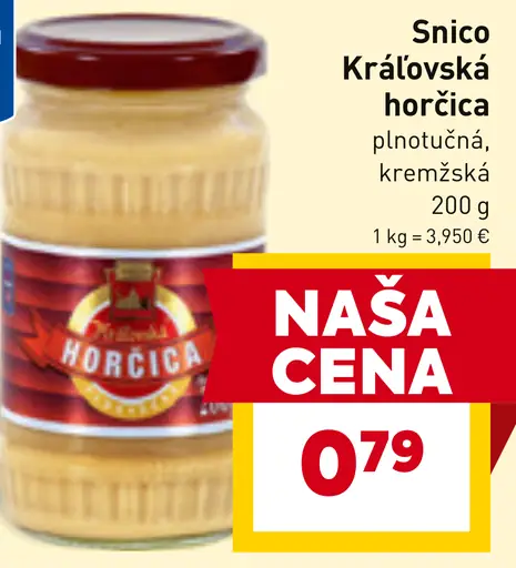 Snico Kráľovská horčica plnotučná kremžská