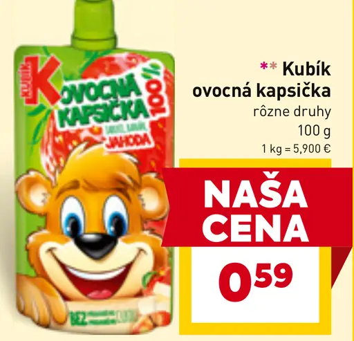 Kubík ovocná kapsička rôzne druhy