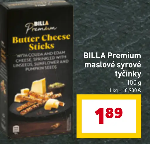 BILLA Premium maslové syrové tyčinky