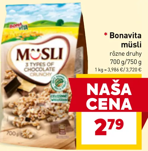 Bonavita müsli rôzne druhy
