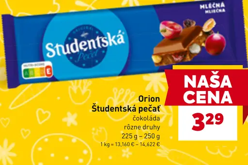 Orion Študentská pečať čokoláda rôzne druhy