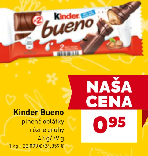 Kinder Bueno plnené oblátky rôzne druhy