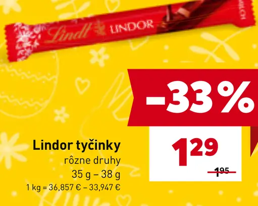 Lindor tyčinky rôzne druhy