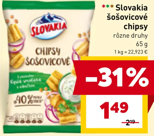 Slovakia šošovicové chipsy rôzne druhy