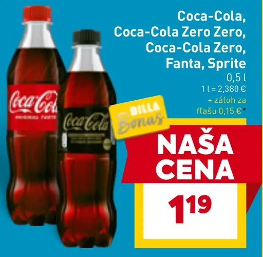 Coca-Cola, Coca-Cola Zero, Fanta, Sprite, Zero limetka nápoje