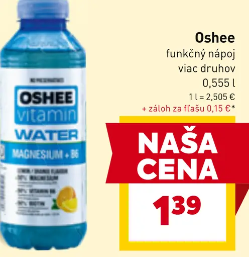 Oshee vitamín water funkčný nápoj s horčíkom a vitamínmi
