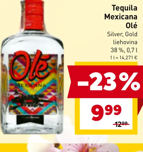 Tequila Mexicana Olé Silver alebo Gold liehovina
