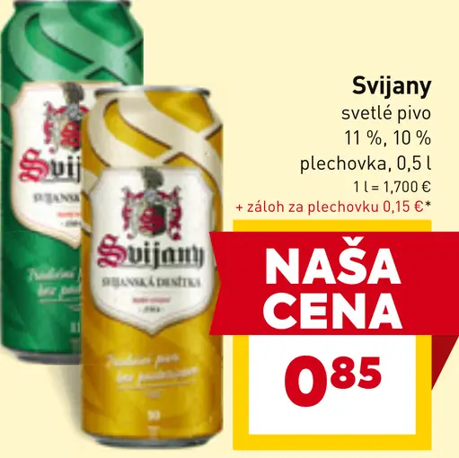 Svijany svetlé pivo plechovka