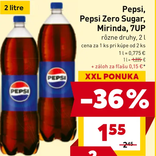 Pepsi, Pepsi Zero Sugar, Mirinda, 7UP sýtený nealkoholický nápoj