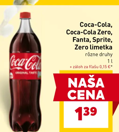 Coca-Cola, Coca-Cola Zero, Fanta, Sprite, Zero limetka nápoje