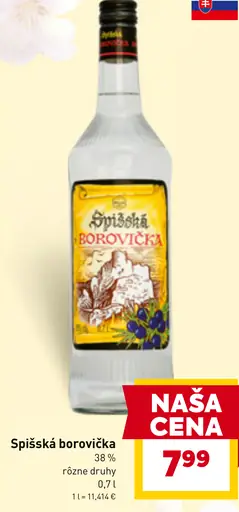 SPIŠSKÁ BOROVIČKA 38 % rôzne druhy