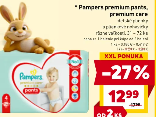 Pampers premium pants, premium care detské plienky a plienkové nohavičky