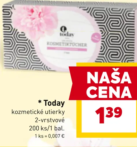 Today kozmetické utierky 2‑vrstvové