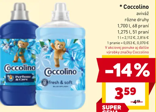 Coccolino aviváž rôzne druhy