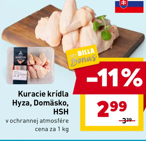 Hyza kuracie krídla Domášov HSH v ochrannej atmosfére