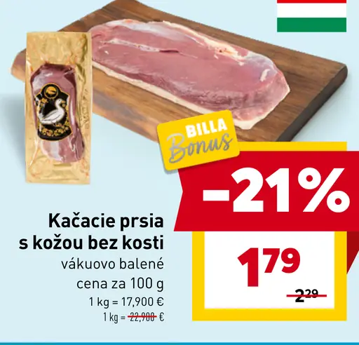 Kačacie prsia s kožou bez kosti vákuovo balené