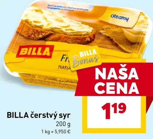 BILLA čerstvý syr