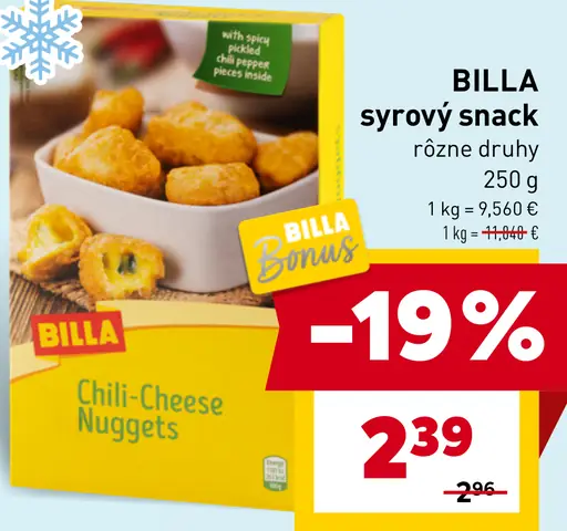 BILLA syrový snack Chili-Cheese Nuggets