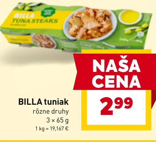 BILLA tuniak steaky v náleve