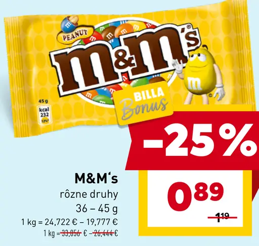 M&M’s cukríky s čokoládou