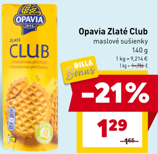 Opavia Zlaté Club sušienky s maslovou príchuťou