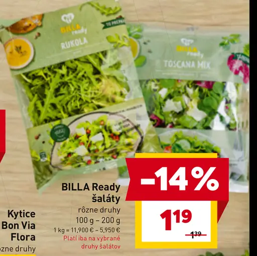 BILLA Ready Šaláty rôzne druhy