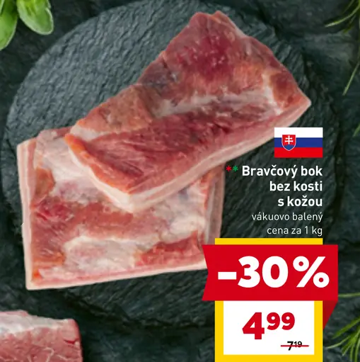 Bravčový bok bez kosti s kožou