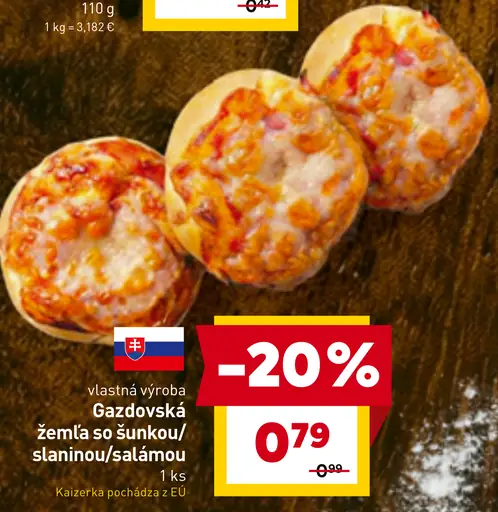 Gazdovská žemľa so šunkou/slaninou/salámou