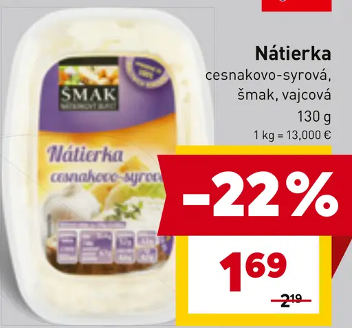 Smak nátierka cesnakovo-syrová, šmak, vajcová