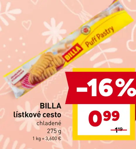 BILLA lístkové cesto chladené