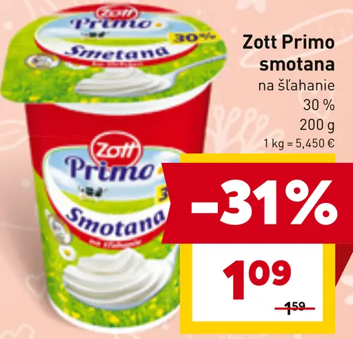 Zott Primo Smotana na šľahanie 30 %