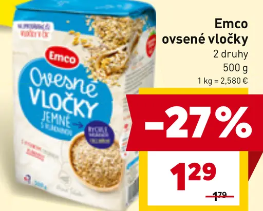 Emco ovsené vločky jemné rôzne druhy
