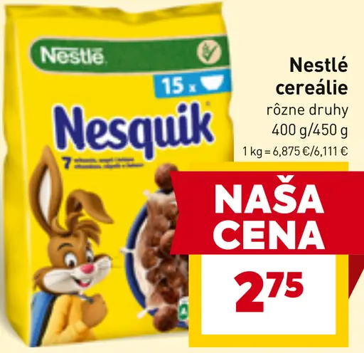 Nestlé cereálie Nesquik rôzne druhy