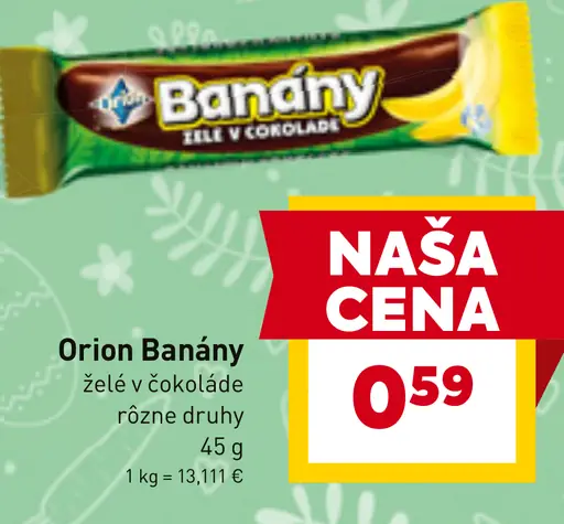 Orion Banány XXL želé v čokoláde