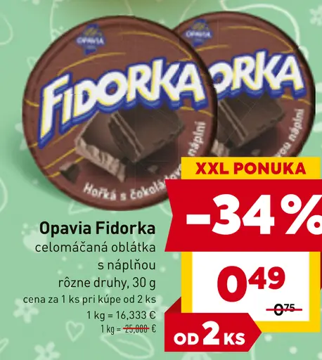 Opavia Fidorka celočalenná oblátka s náplňou
