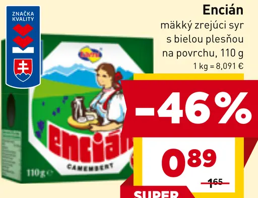 Encián mäkký zrejúci syr s bielou plesňou na povrchu