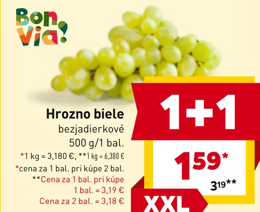 Bon Via hrozno biele bezjadierkové