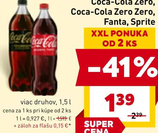 Coca-Cola Zero, Coca-Cola Zero Zero, Fanta, Sprite nápoje