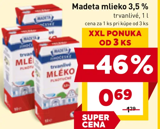 Madeta trvanlivé mlieko 3,5 %