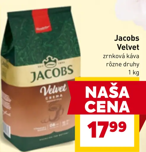 Jacobs Velvet zrnková káva