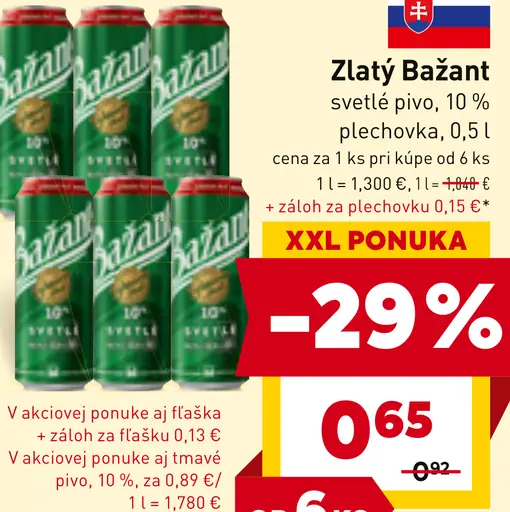 Zlatý Bažant 10% svetlé výčapné pivo plechovka